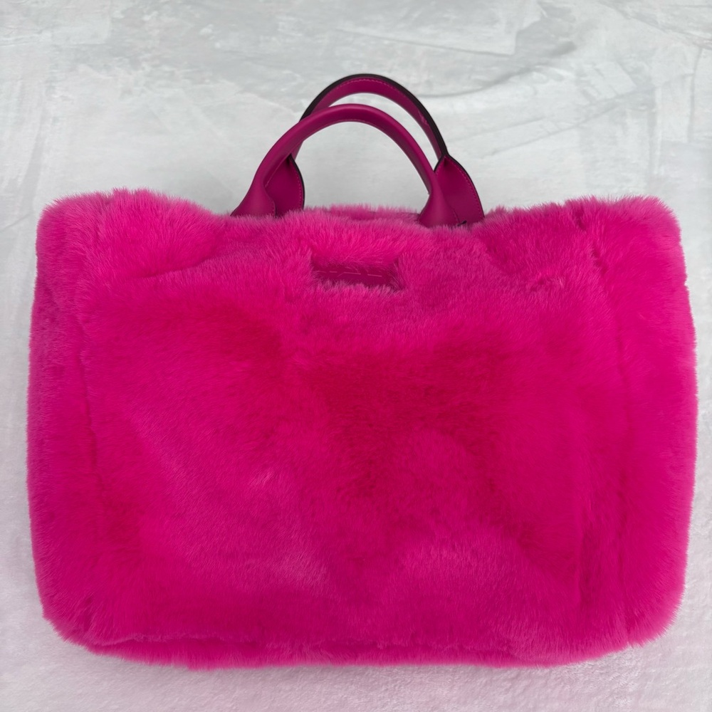 DKNY Hadlee Hot Pink Faux Fur Medium Tote Bag--NEW